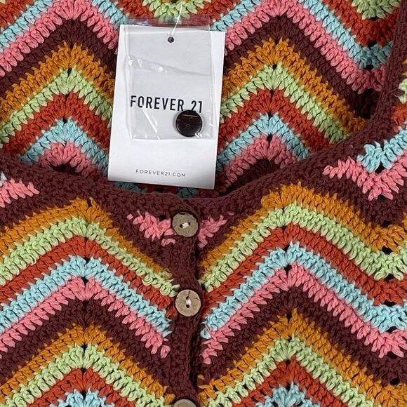 Forever 21 Crochet Chevron Sleeveless Cotton Crop Top Size Medium NEW‎ Festival - Picture 6 of 11